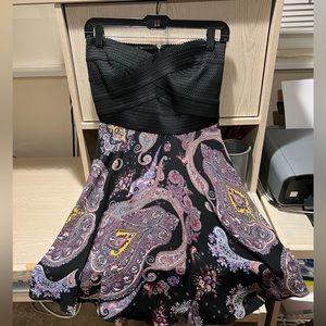 Express Black and Purple Strapless Dress